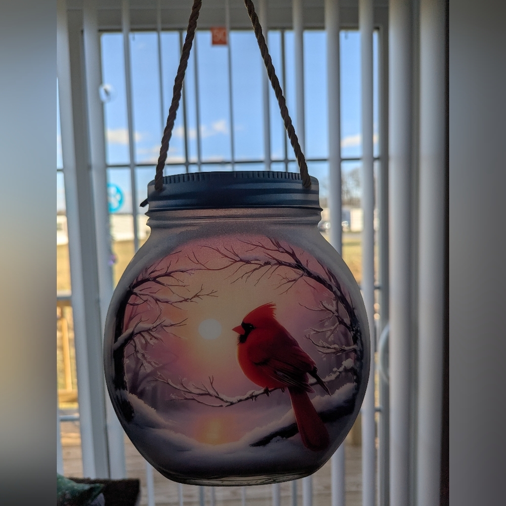 Cardinal Acrylic Winter Suncatcher